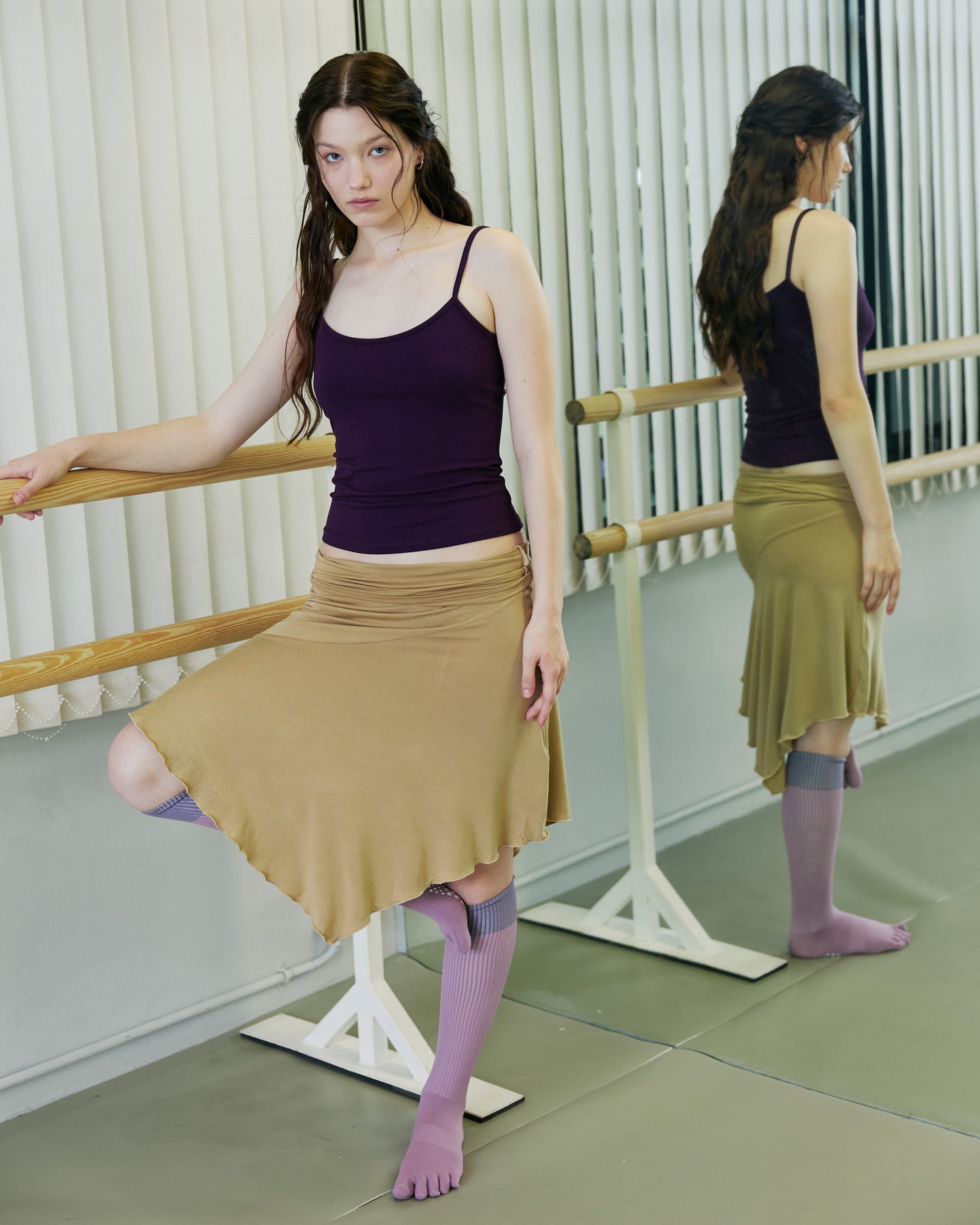 JERSEY FOLDOVER SKIRT - DRY OAT