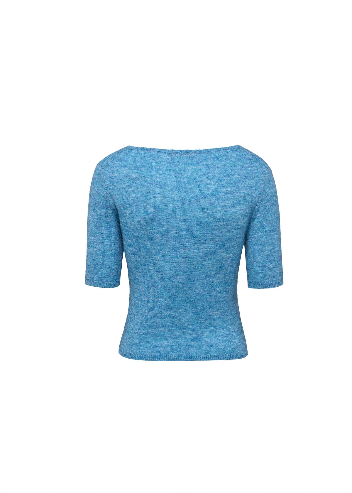 V-neck short-sleeve cardigan with pocket-Magic Blue