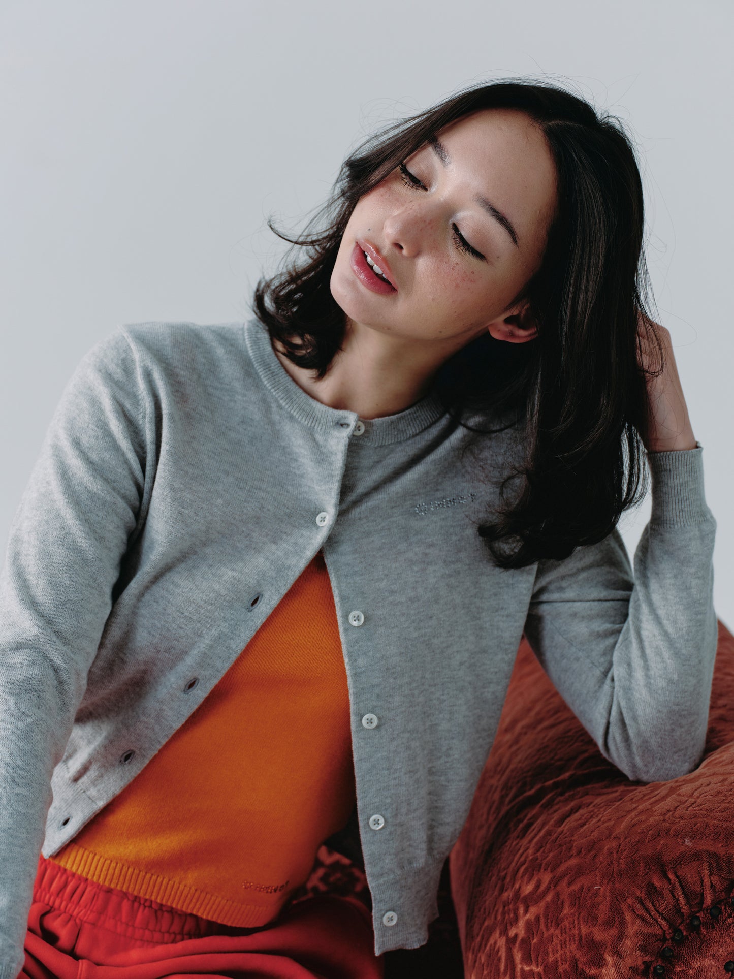 classic cotton cardigan - SOFT GRAY