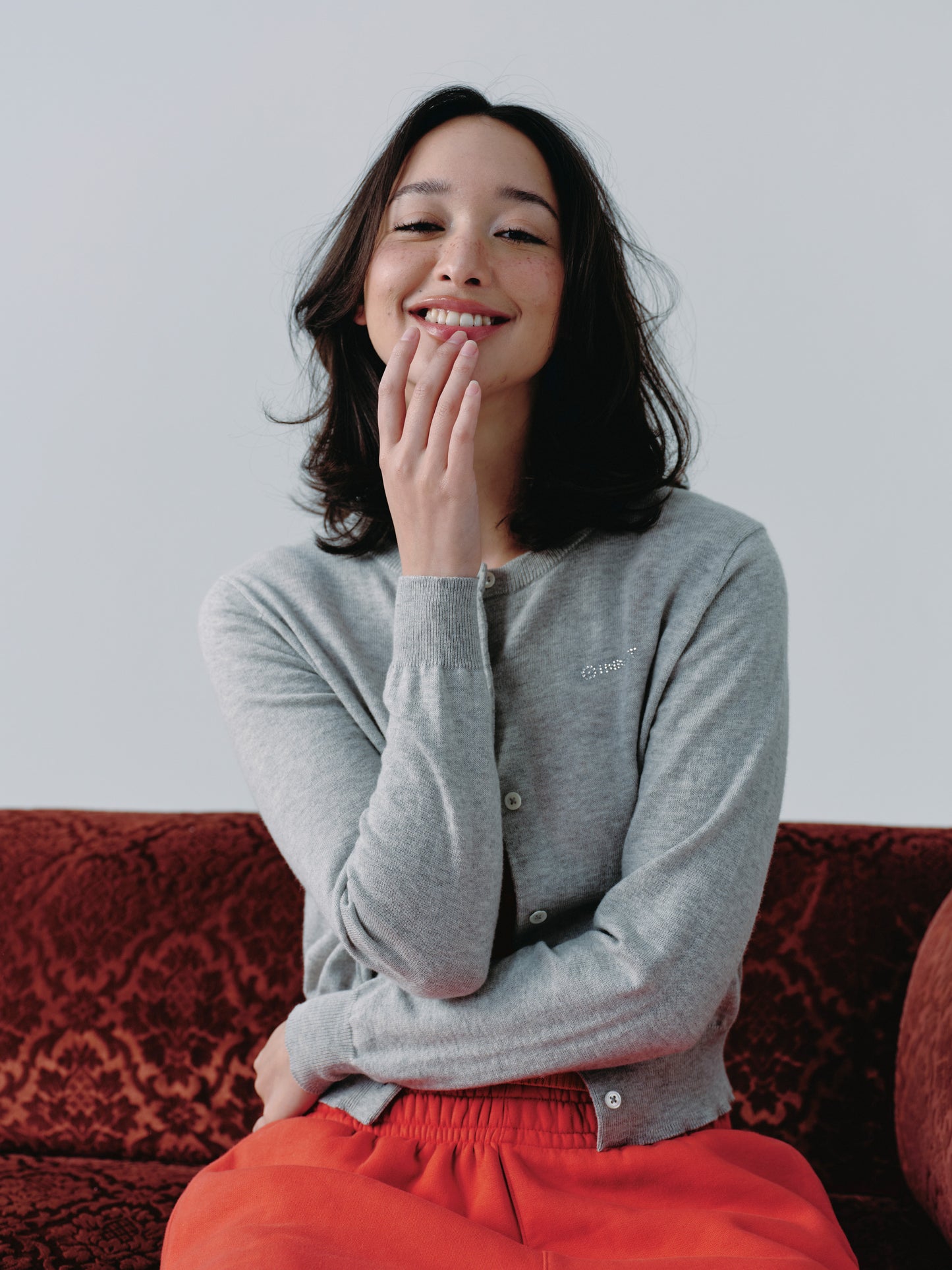 classic cotton cardigan - SOFT GRAY