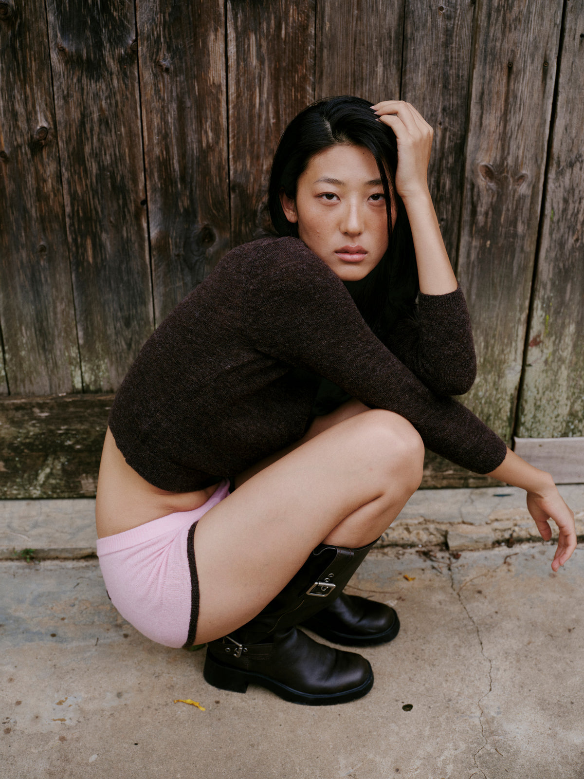 Knit Micro Shorts with Mini Pockets - Ribbon Pink