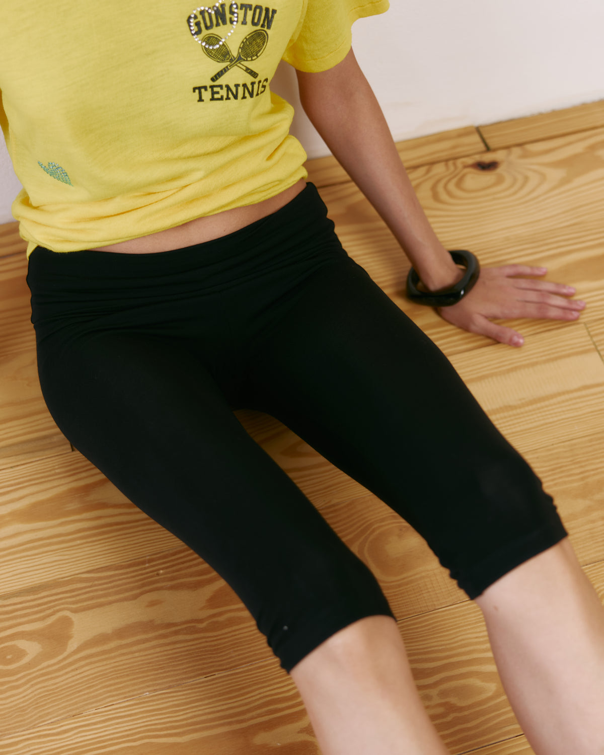 JERSEY FOLDOVER CAPRI LEGGINGS - DEEP BLACK