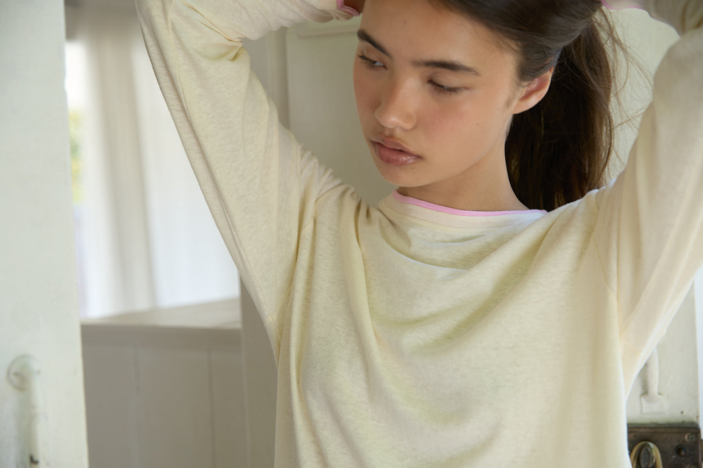 LONG SLEEVE SUMMER T-SHIRT - CREAM