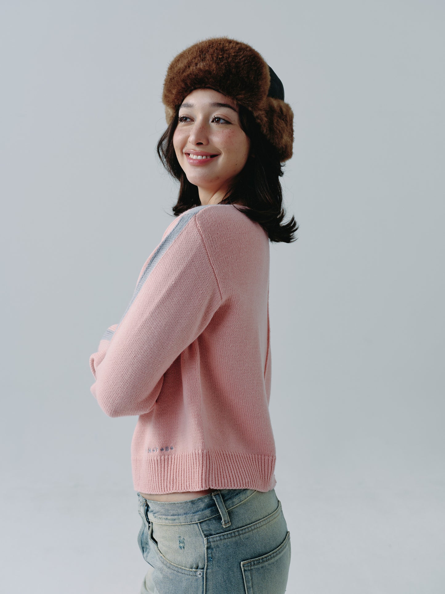 Boatneck Knit crop Top - blush cloud
