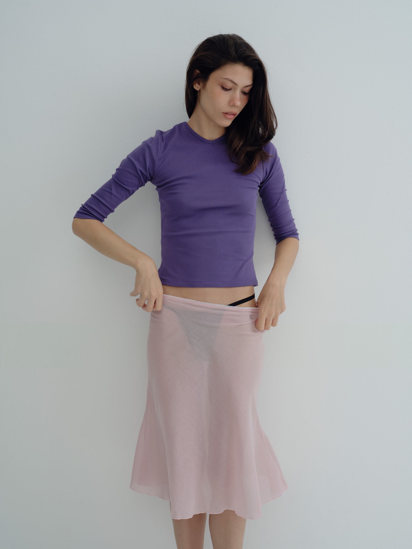 breeze cotton skirt -  pale pink
