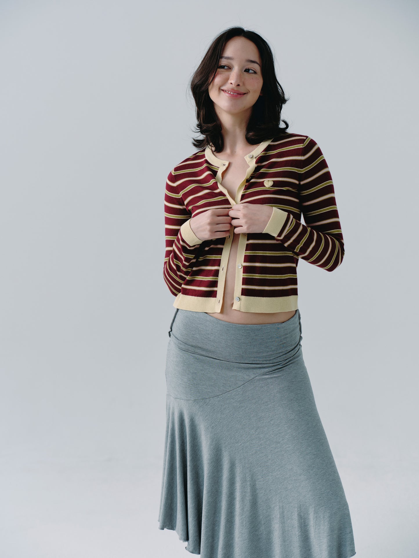 JERSEY FOLDOVER SKIRT - GRAY