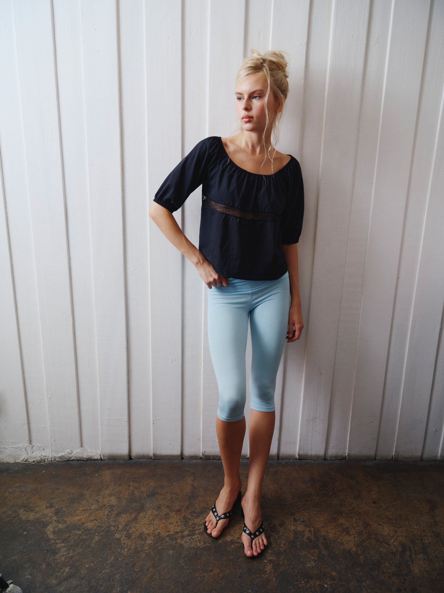 JERSEY FOLDOVER CAPRI LEGGINGS - Jelly Blue