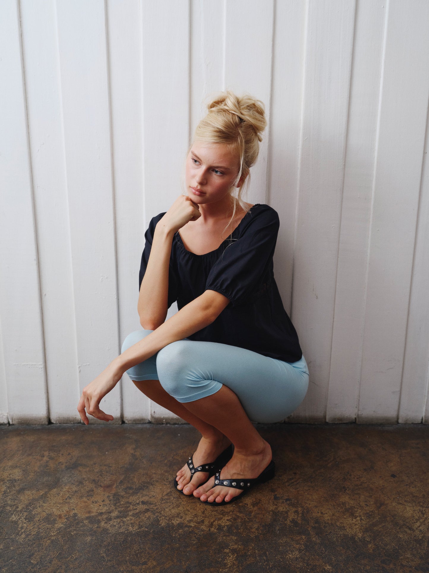 JERSEY FOLDOVER CAPRI LEGGINGS - Jelly Blue
