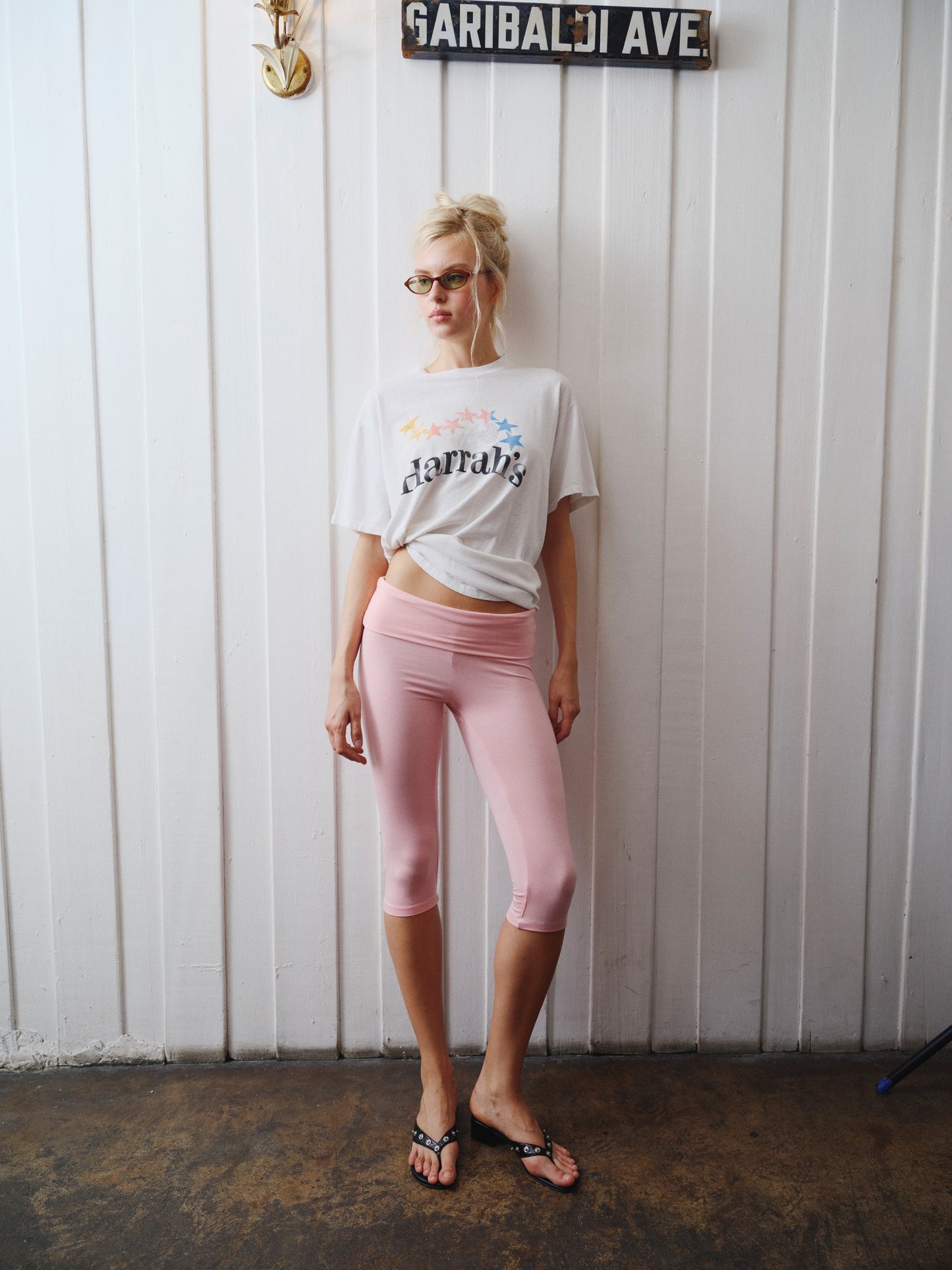 JERSEY FOLDOVER CAPRI LEGGINGS - Rose Pink
