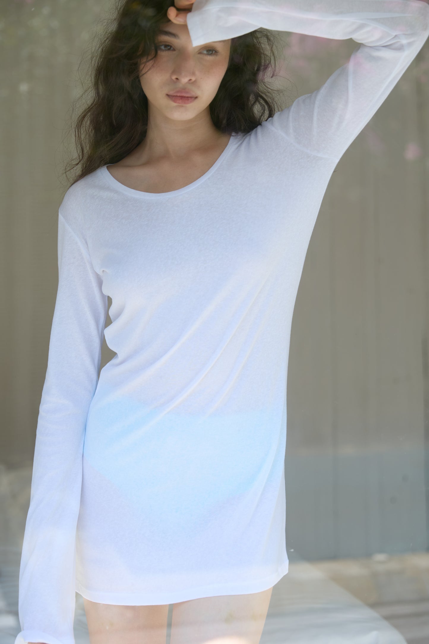 LONG SLEEVE MINI DRESS - WHITE