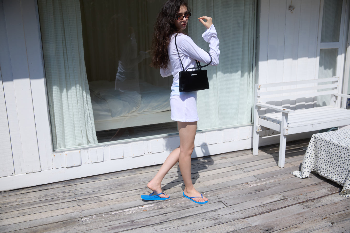 LONG SLEEVE MINI DRESS - WHITE