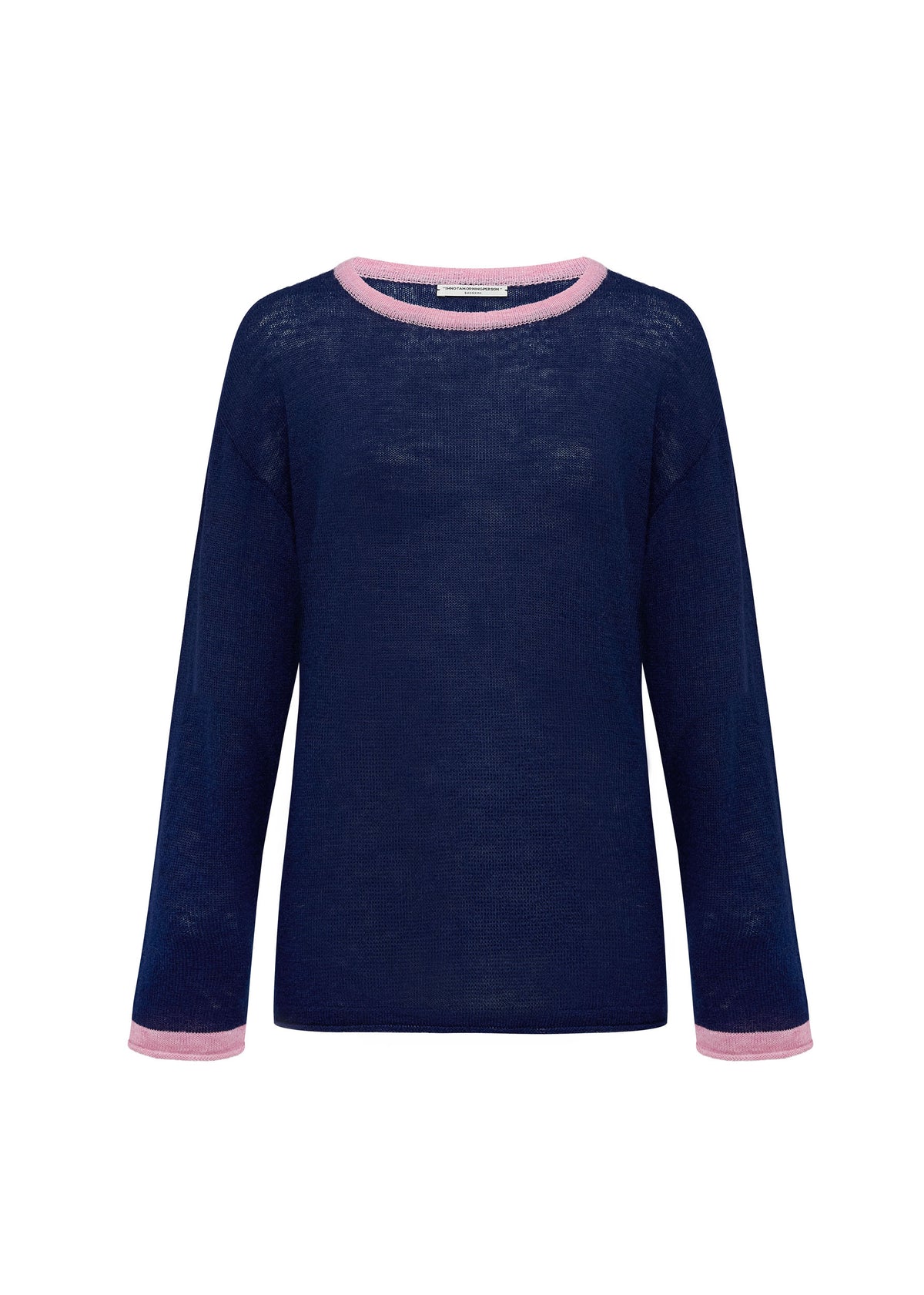 Oversized relaxed sweater with contrast trim - Royal Blue / Pink