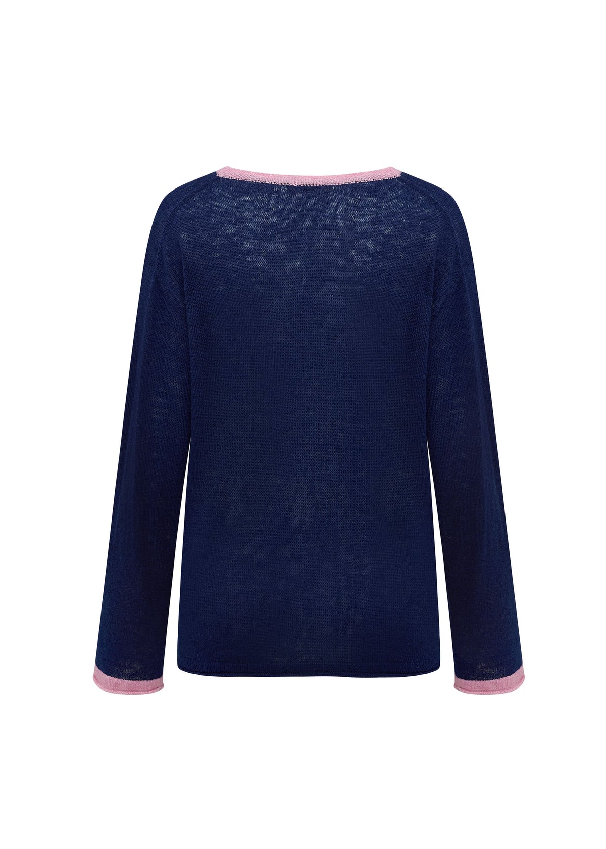 Oversized relaxed sweater with contrast trim - Royal Blue / Pink