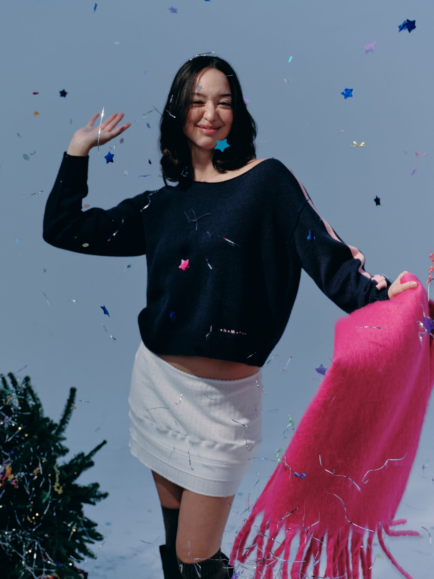 Boatneck Knit crop Top - midnight rose