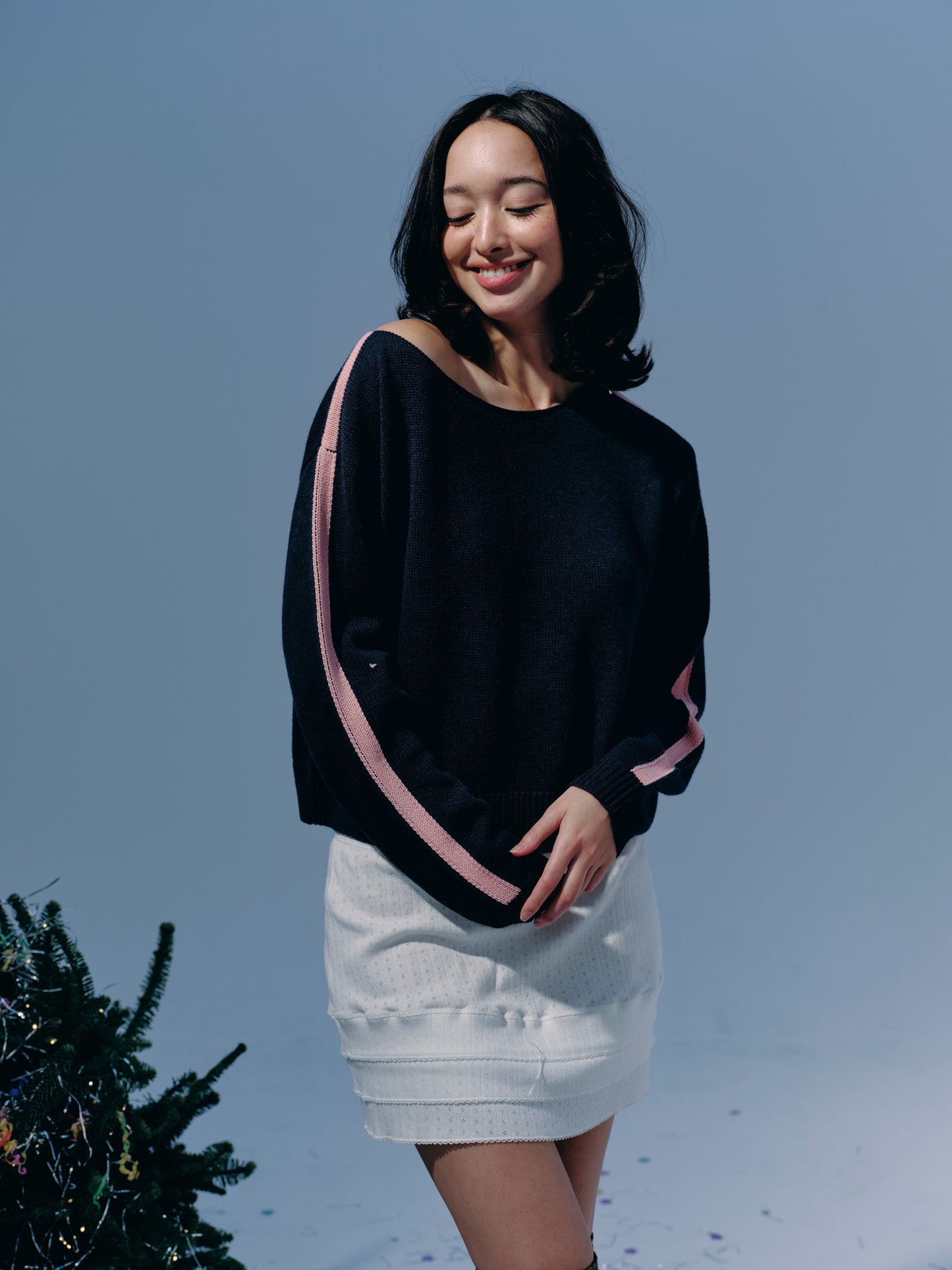 Boatneck Knit crop Top - midnight rose