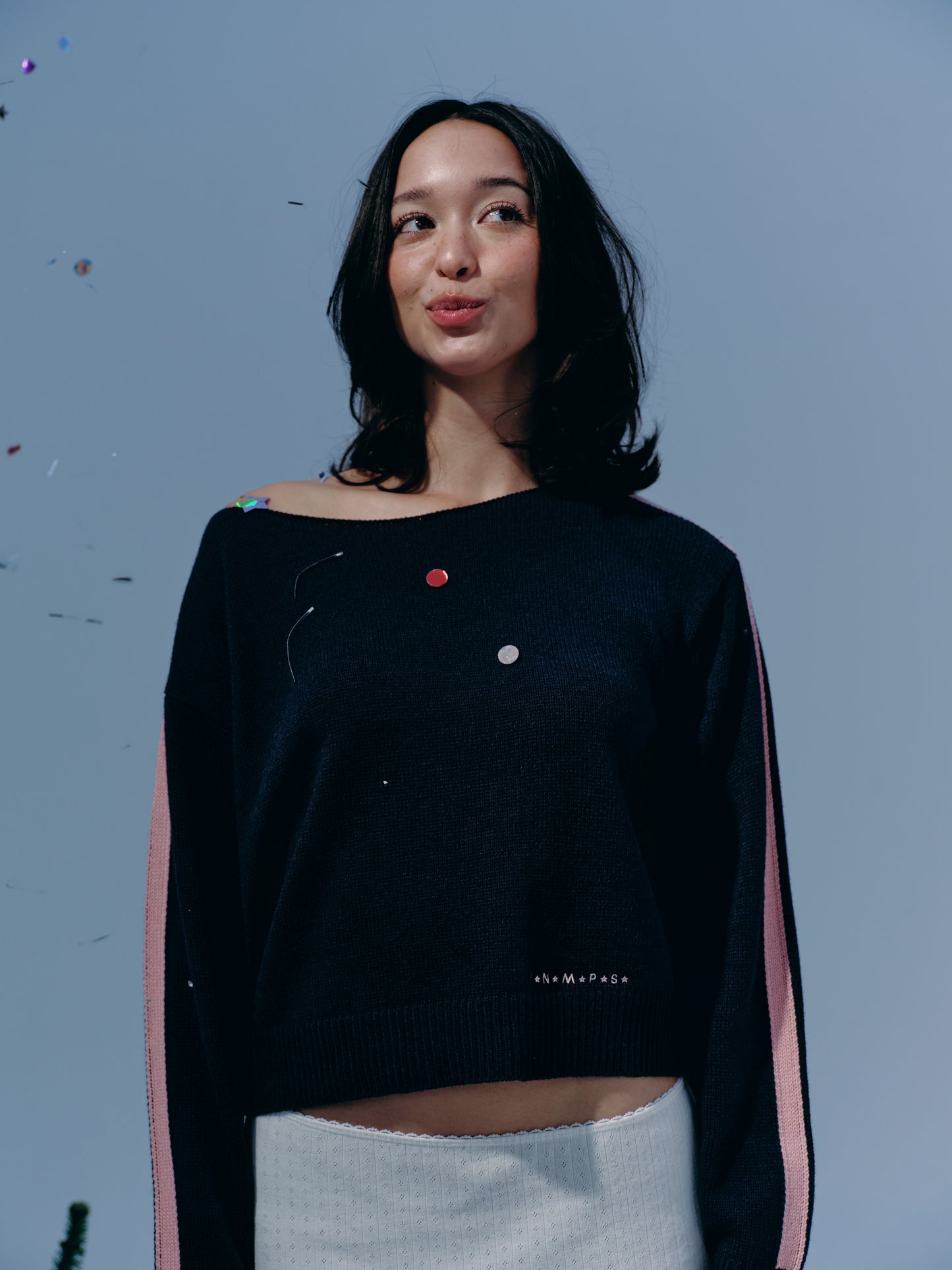 Boatneck Knit crop Top - midnight rose