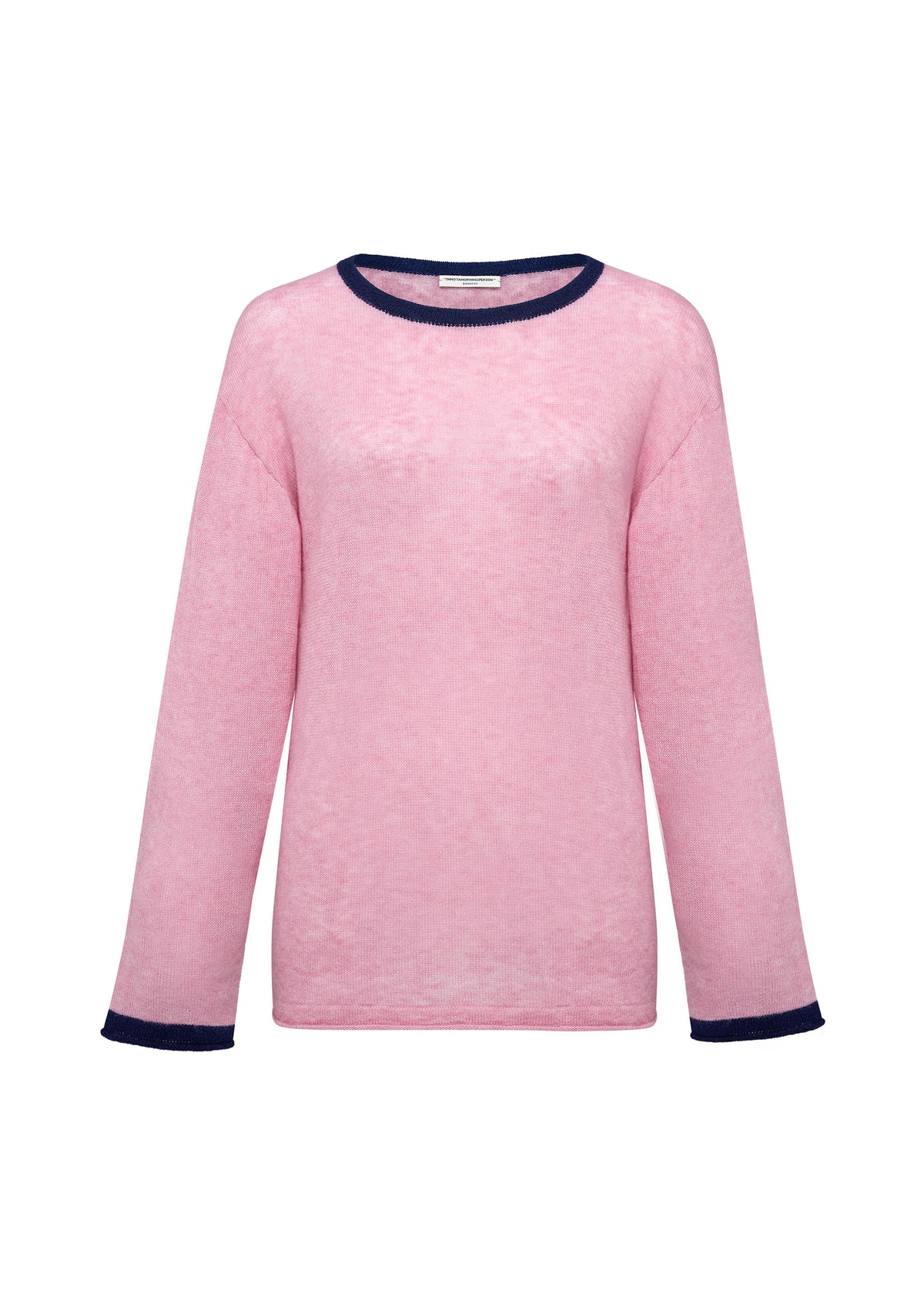 Oversized relaxed sweater with contrast trim - Bubblegum / Navy