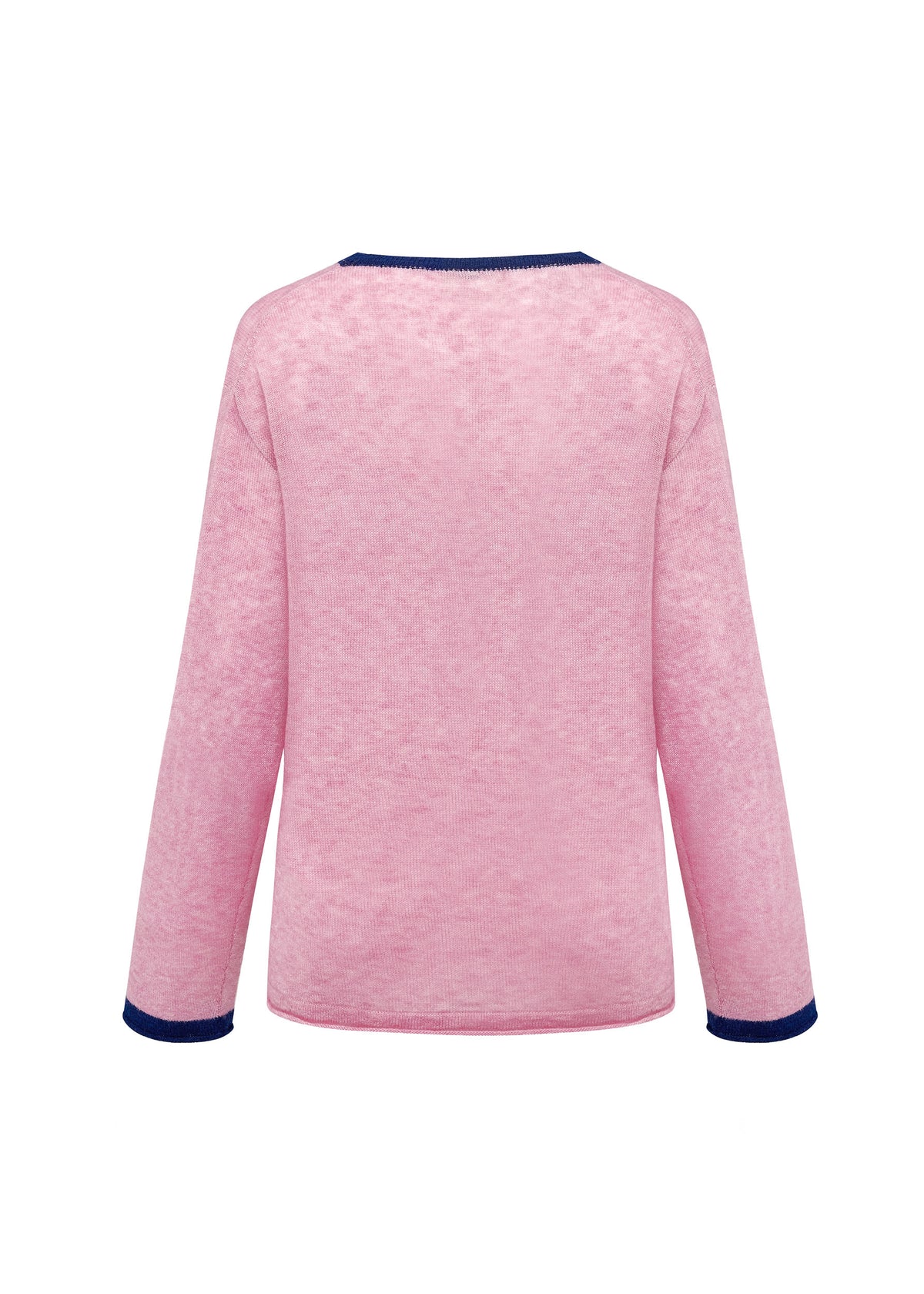 Oversized relaxed sweater with contrast trim - Bubblegum / Navy