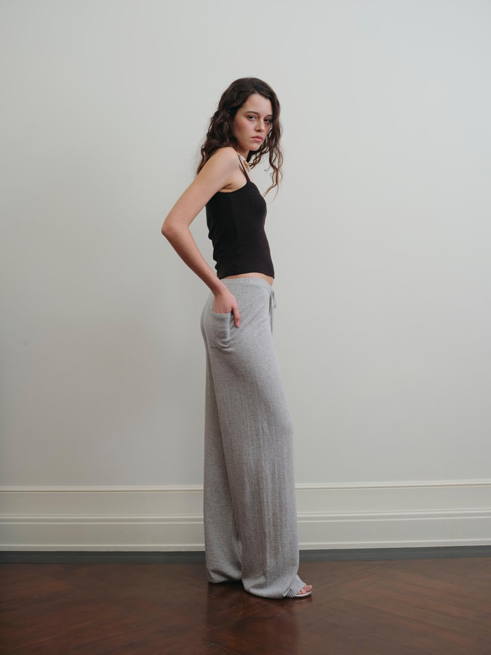 COZY KNIT PANTS- soft gray