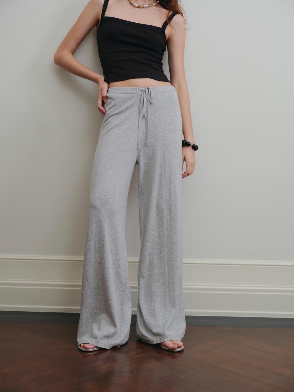 COZY KNIT PANTS- soft gray