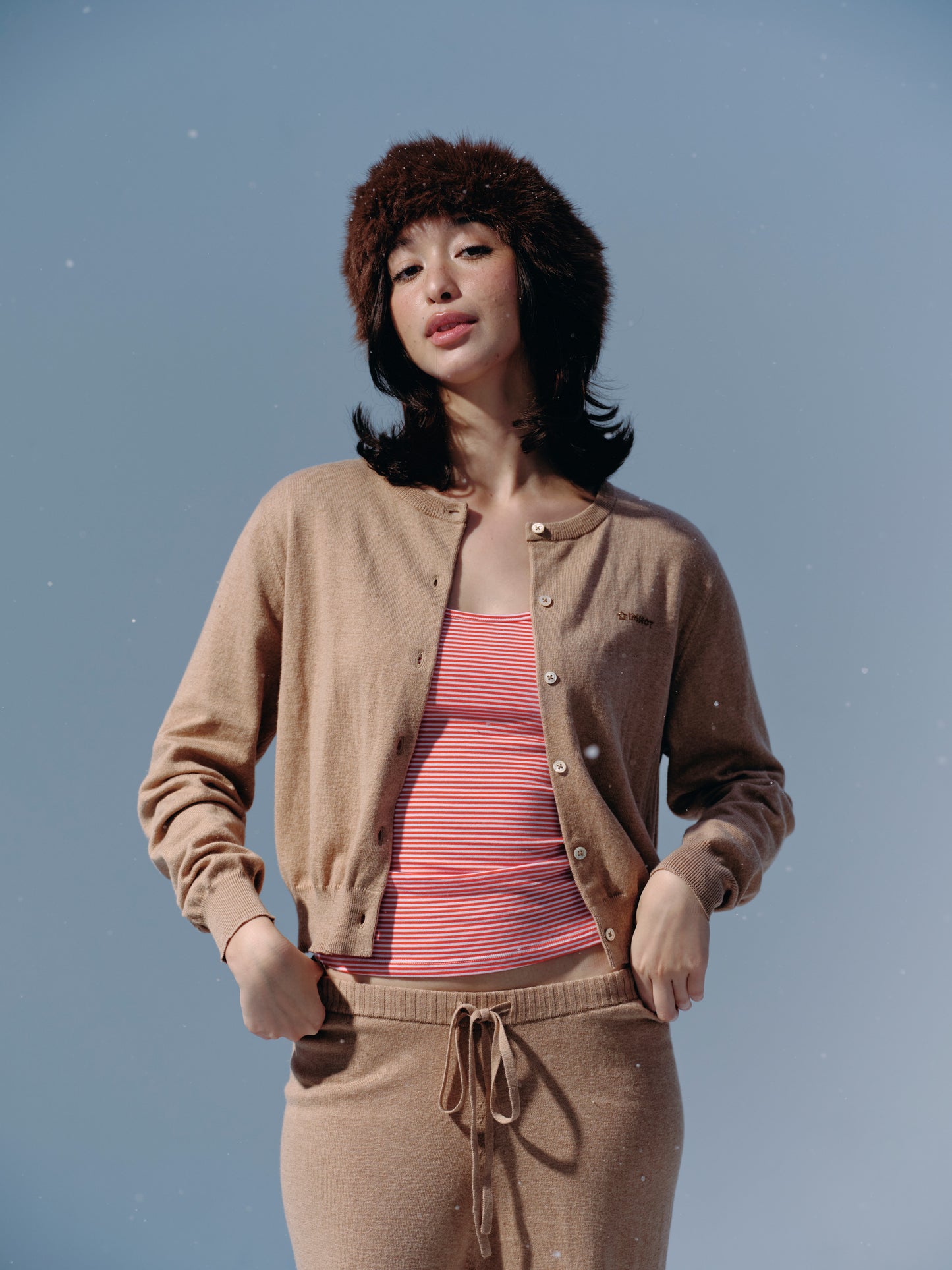 classic cotton cardigan - cinnamon