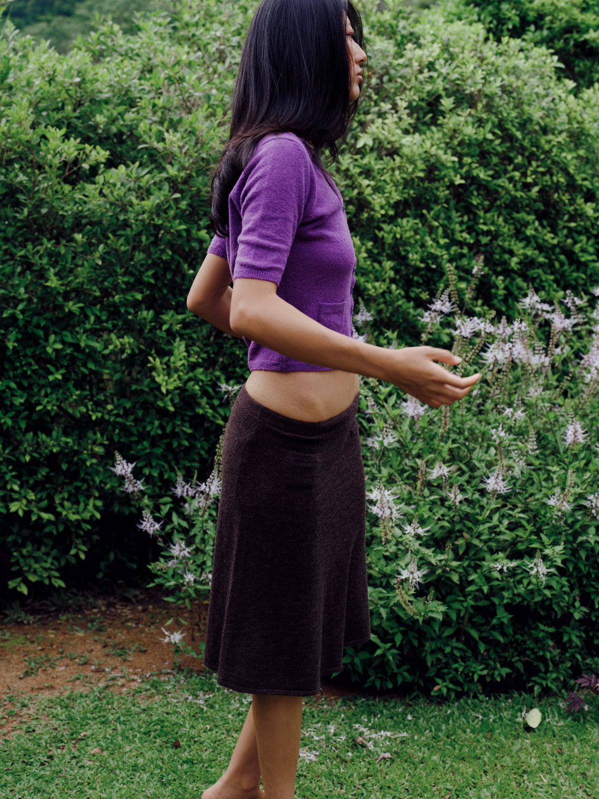 Classic midi skirt with hidden pockets - Chocolate Bark