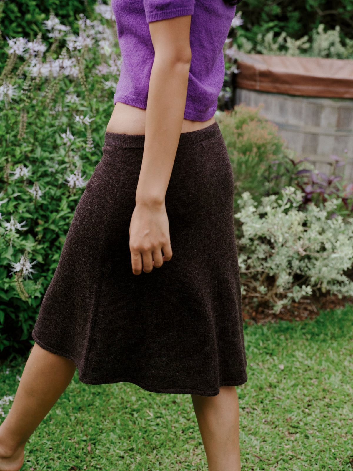 Classic midi skirt with hidden pockets - Chocolate Bark
