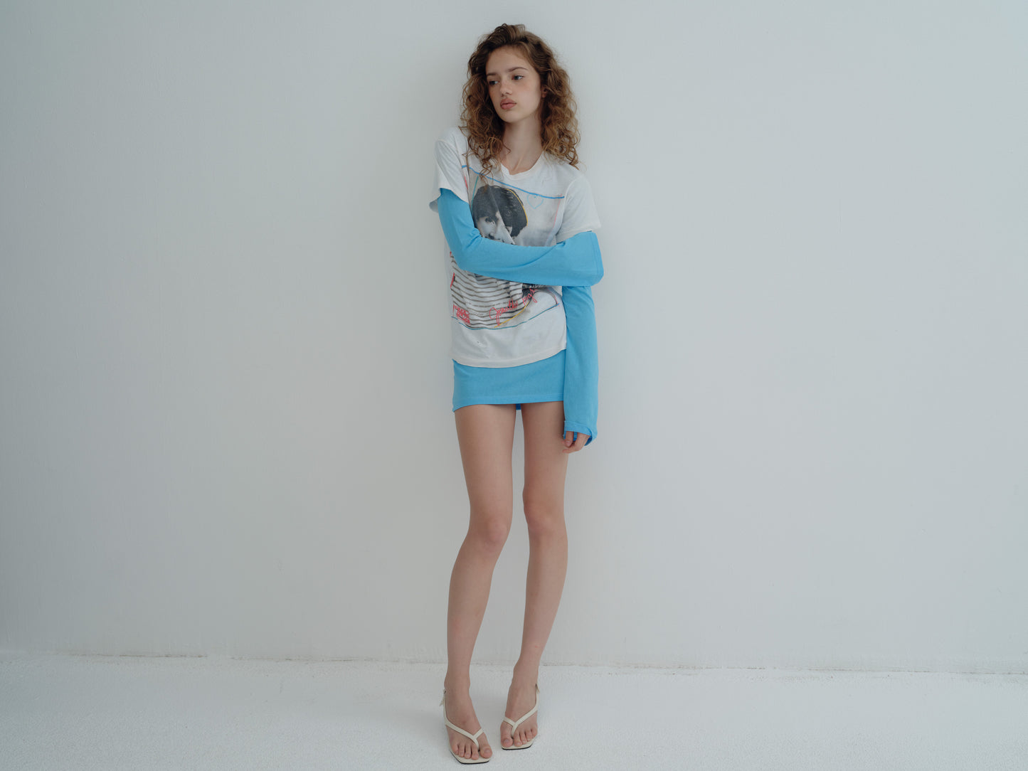LONG SLEEVE MINI DRESS - Blue