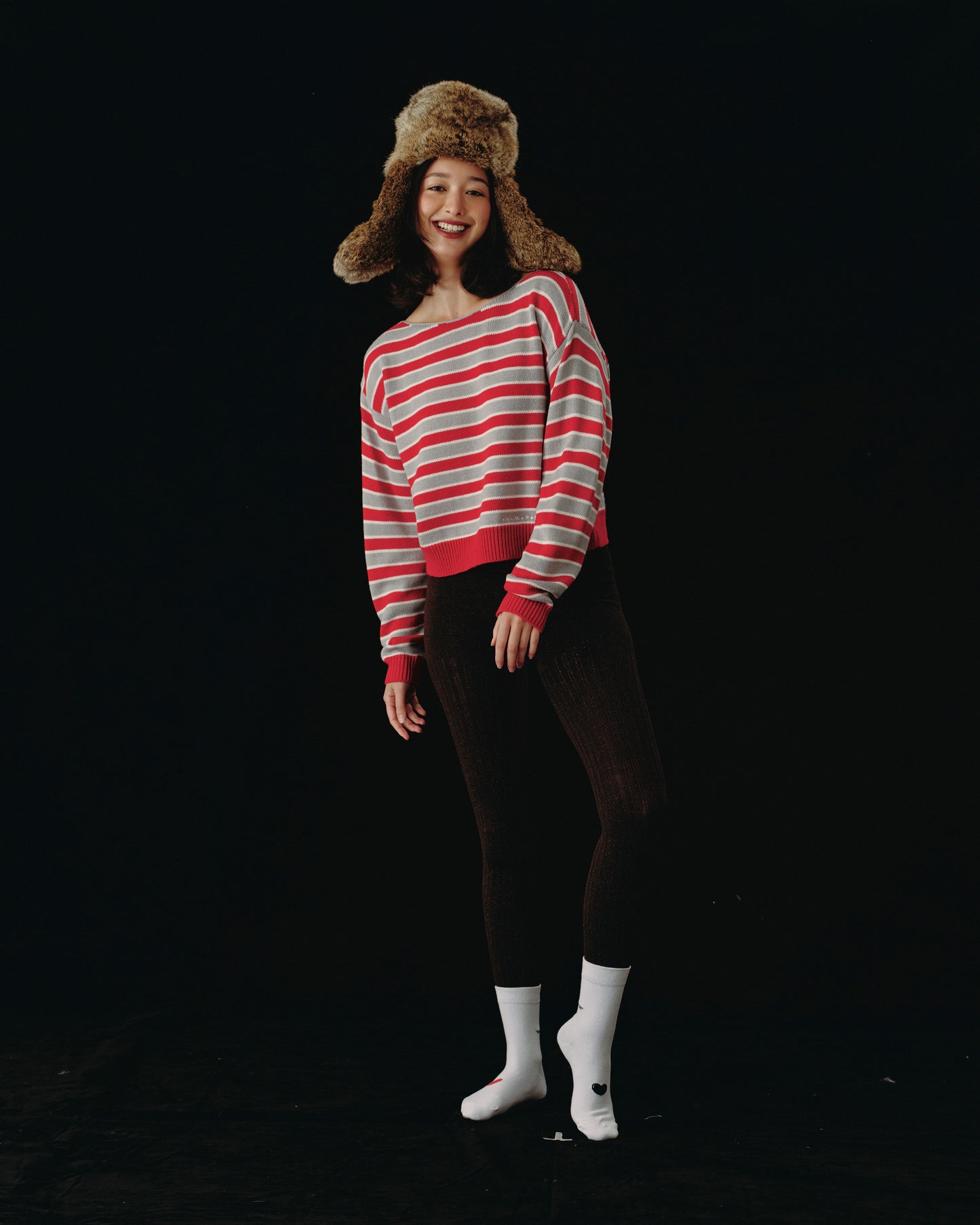 Boatneck Knit crop Top - polar ribbon