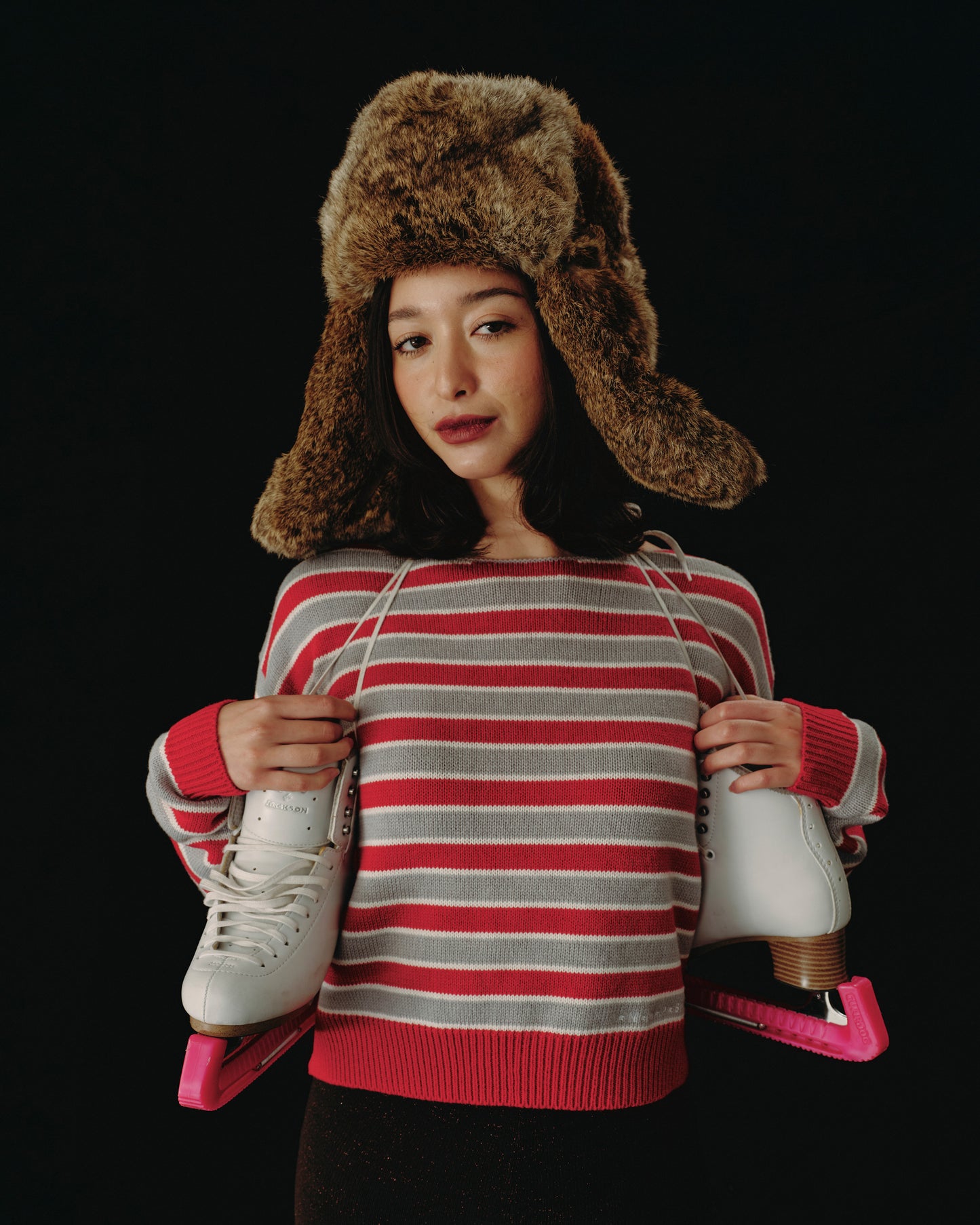 Boatneck Knit crop Top - polar ribbon