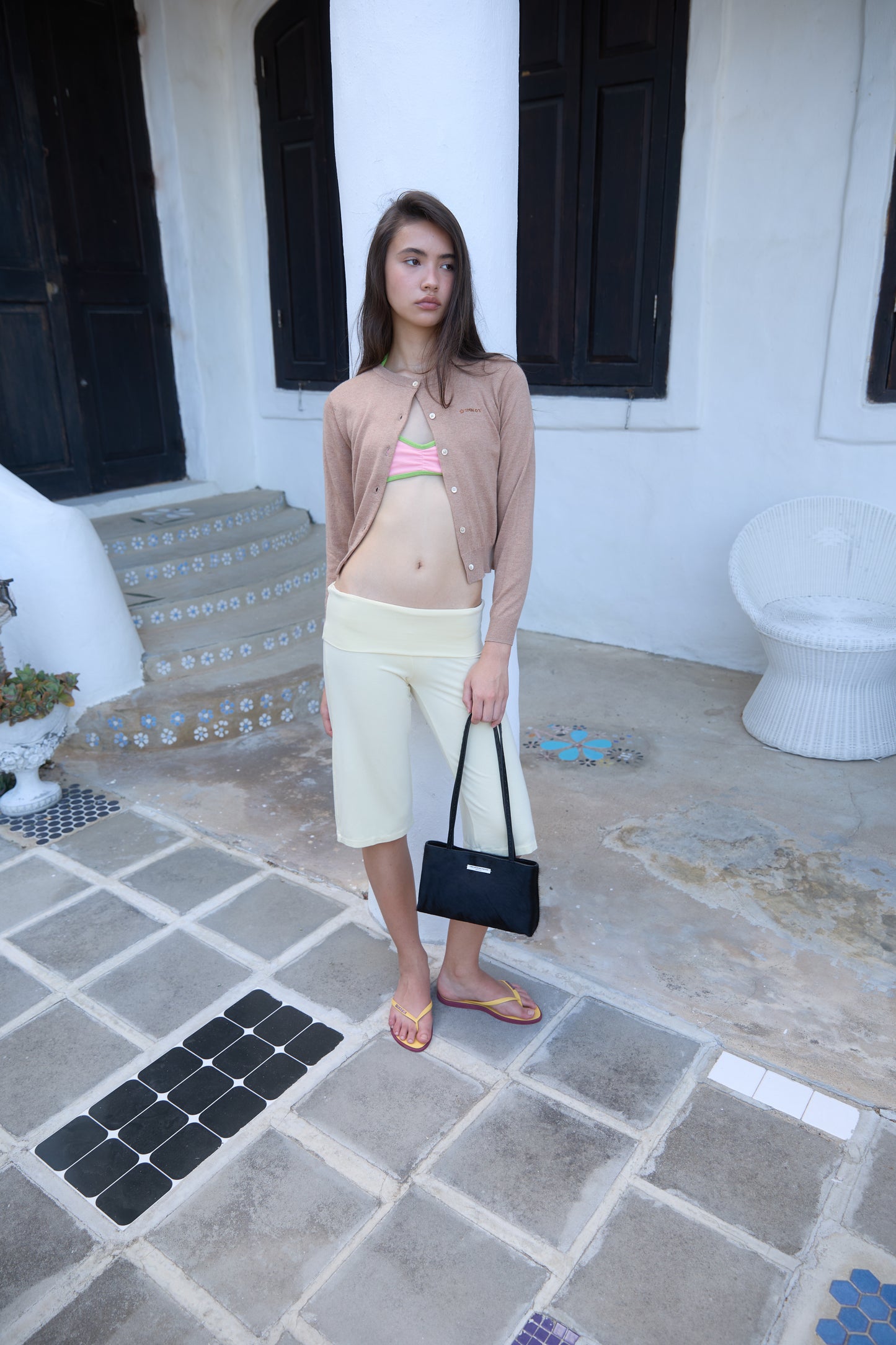 JERSEY FOLDOVER CAPRI PANTS - FRESH BUTTER