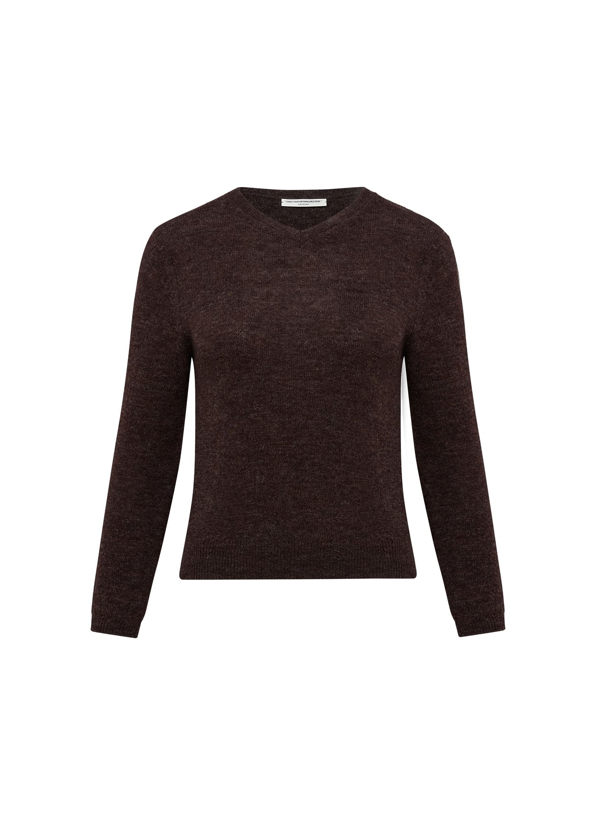 Classic V-Neck Knit Pullover Sweater- Chocolate bark