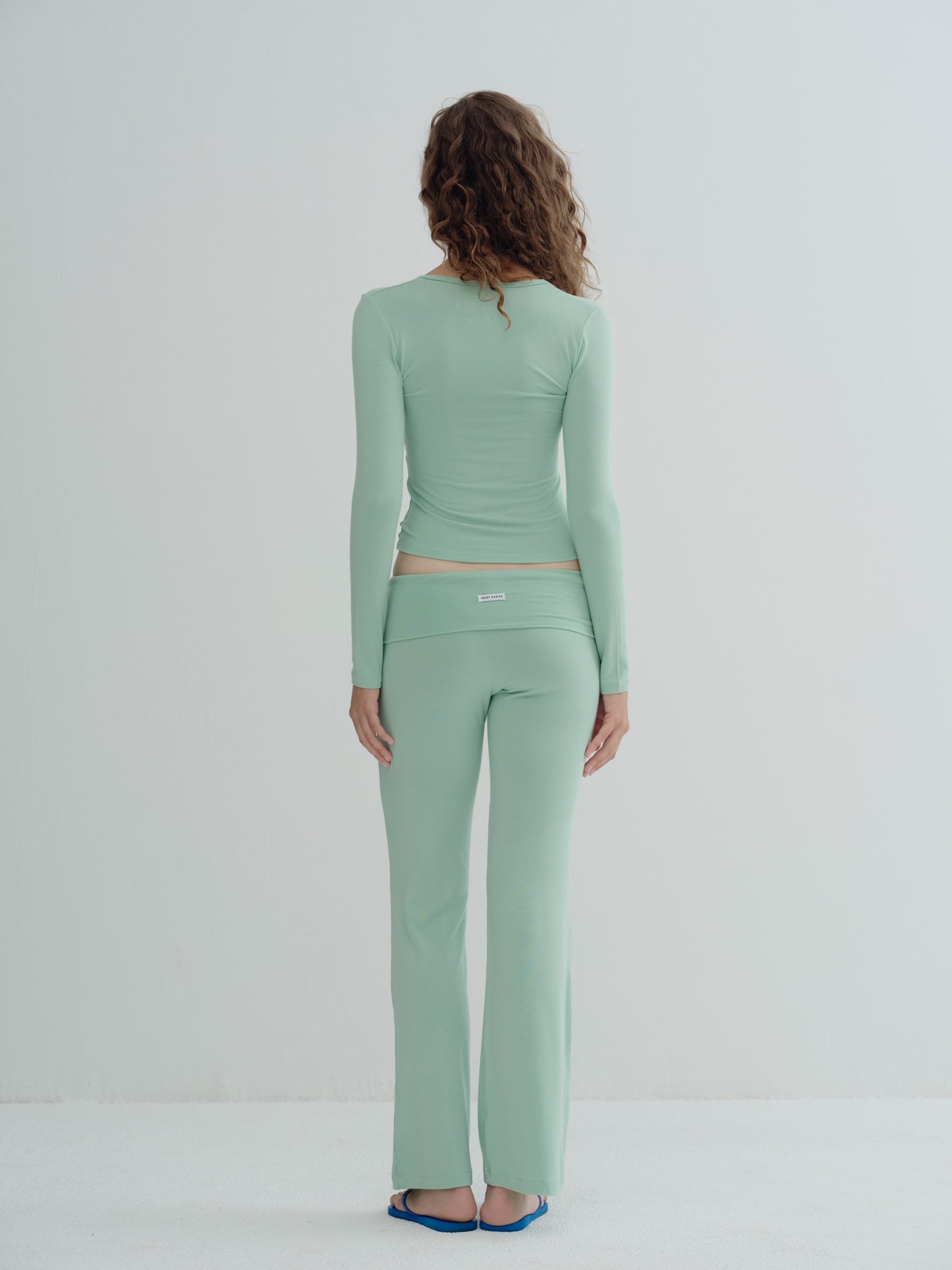 JERSEY FOLDOVER PANTS - Soft jade
