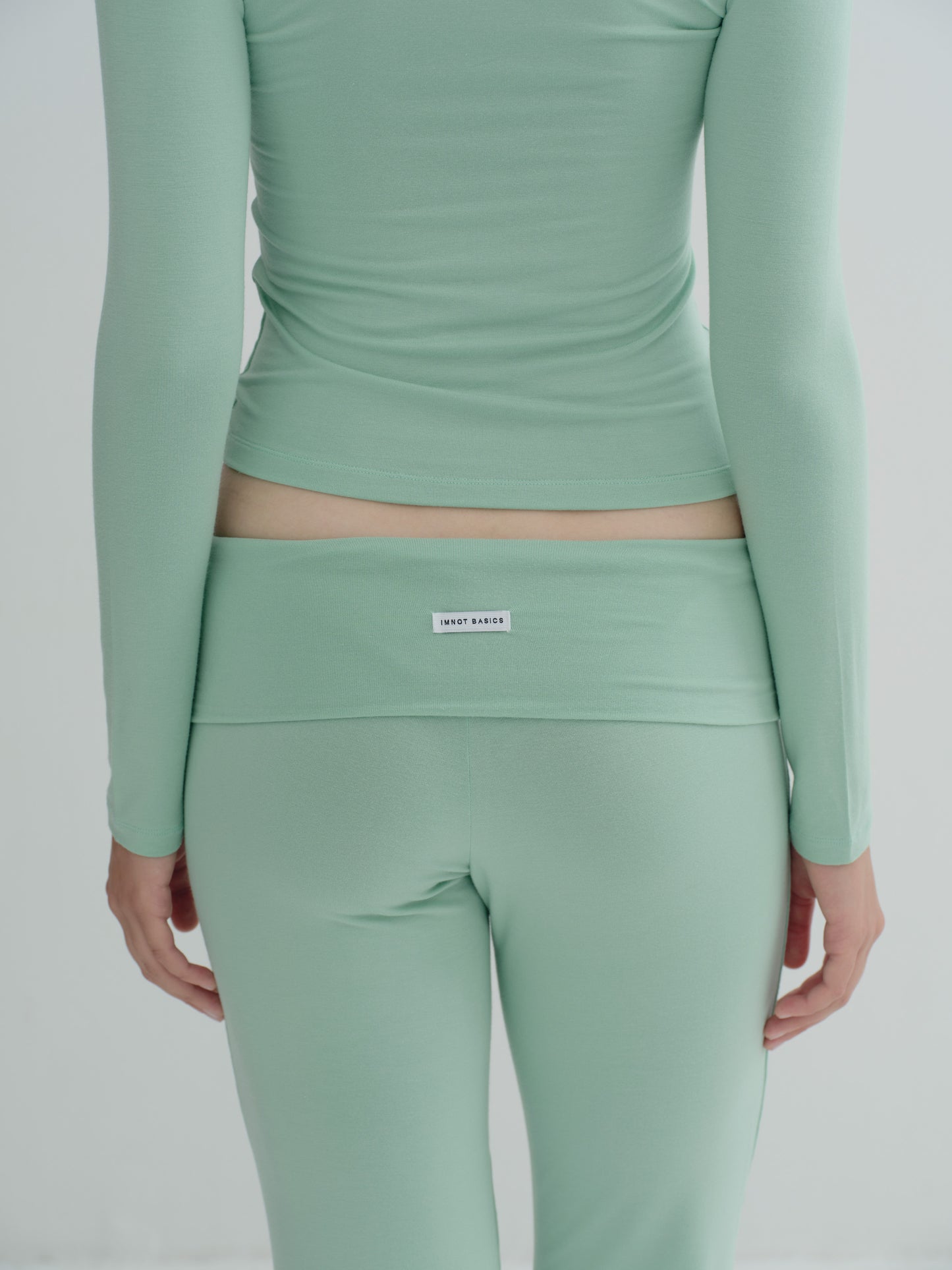 JERSEY FOLDOVER PANTS - Soft jade