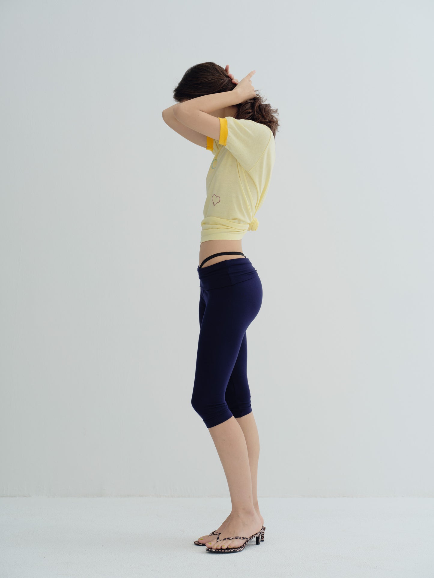 JERSEY FOLDOVER CAPRI LEGGINGS - Navy