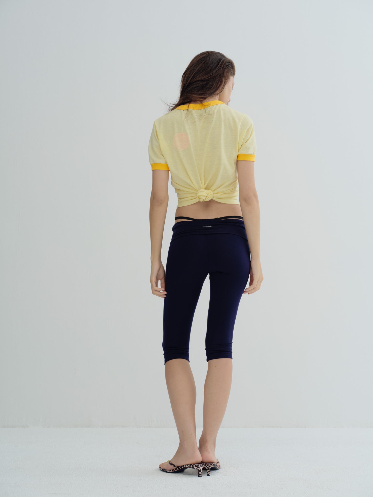JERSEY FOLDOVER CAPRI LEGGINGS - Navy