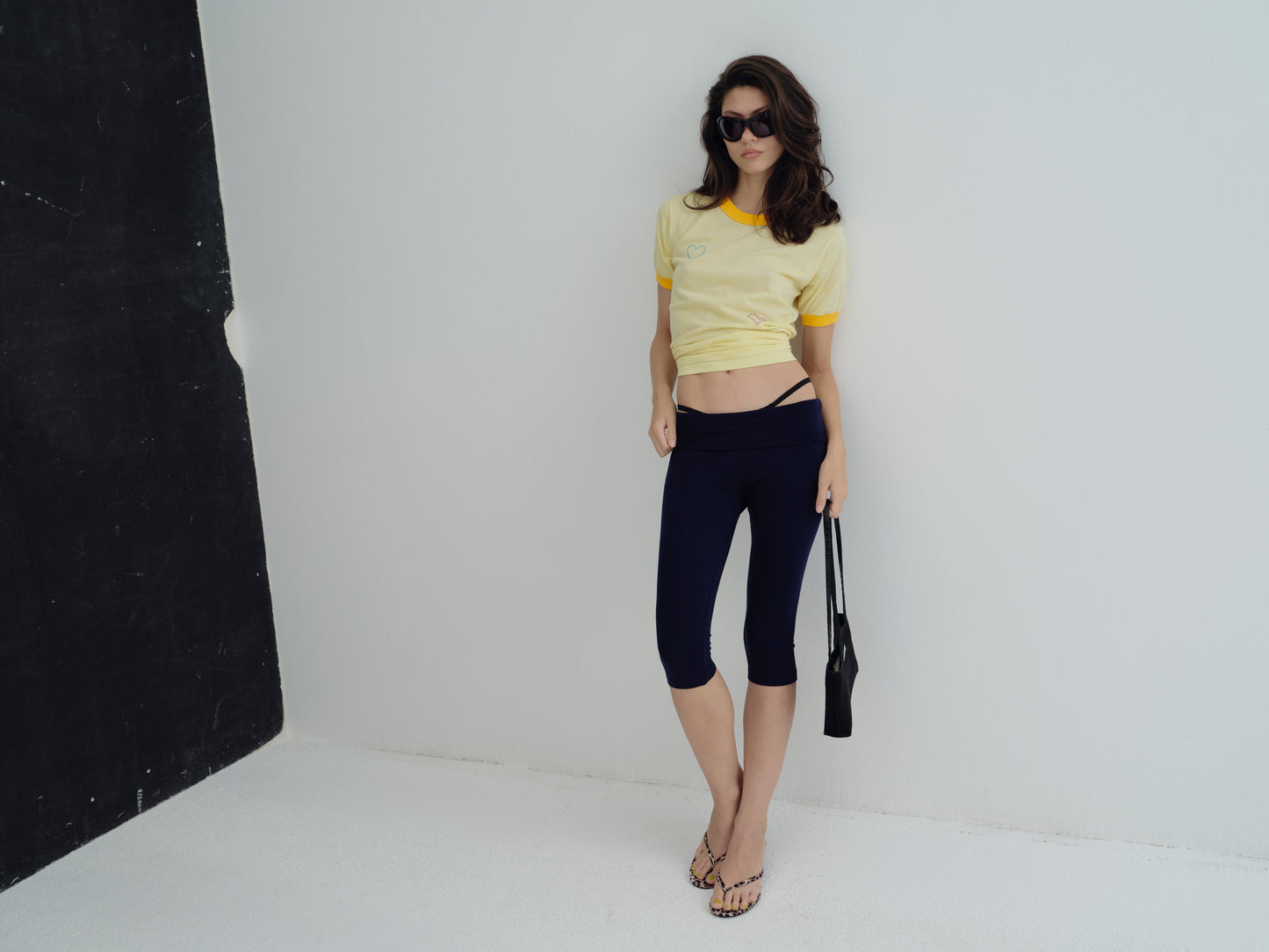 JERSEY FOLDOVER CAPRI LEGGINGS - Navy