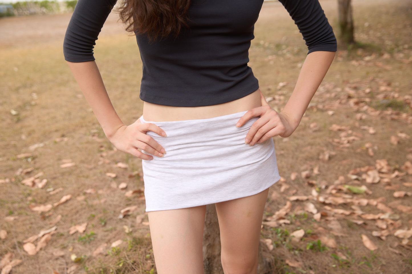 JERSEY FOLDOVER MICRO MIN SKORT - WHITE GRAY