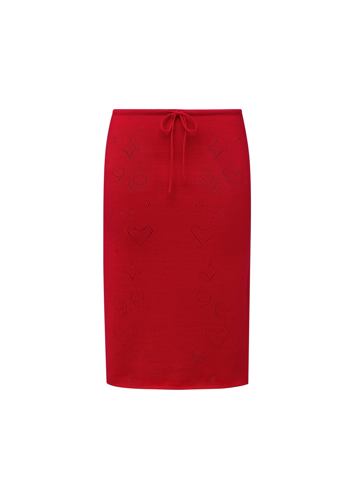 Knit Midi Skirt with Emoji Cut-Outs - Tomato
