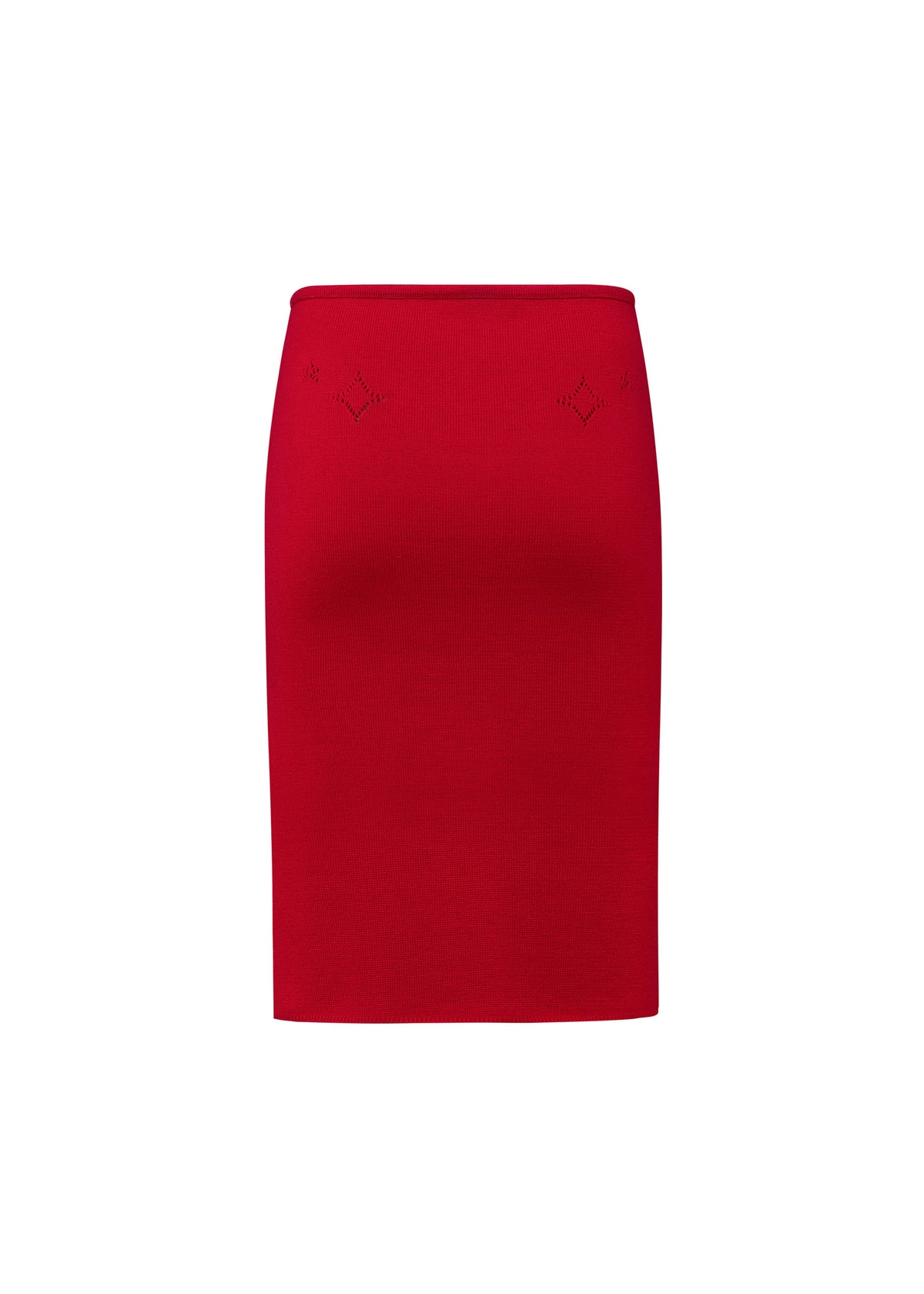 Knit Midi Skirt with Emoji Cut-Outs - Tomato
