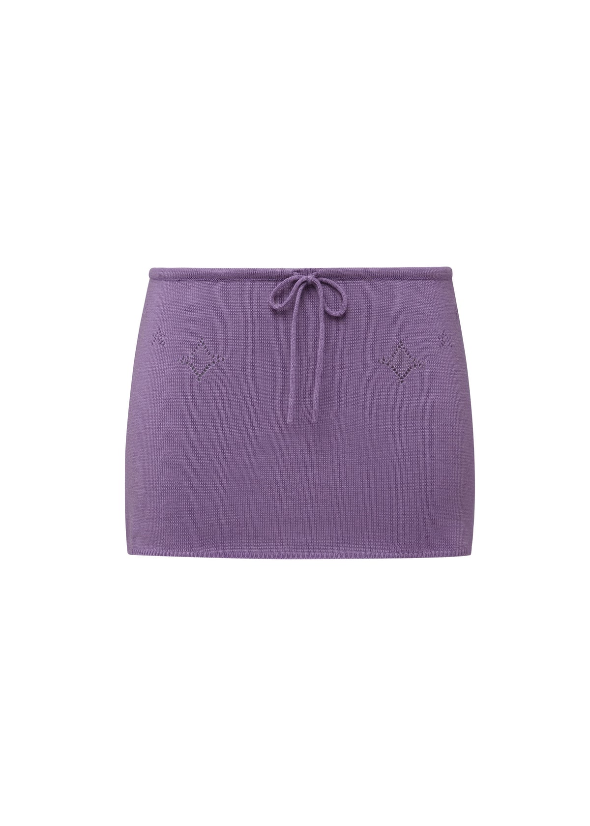Knit Mini Skirt with Emoji Cut-Outs - ube