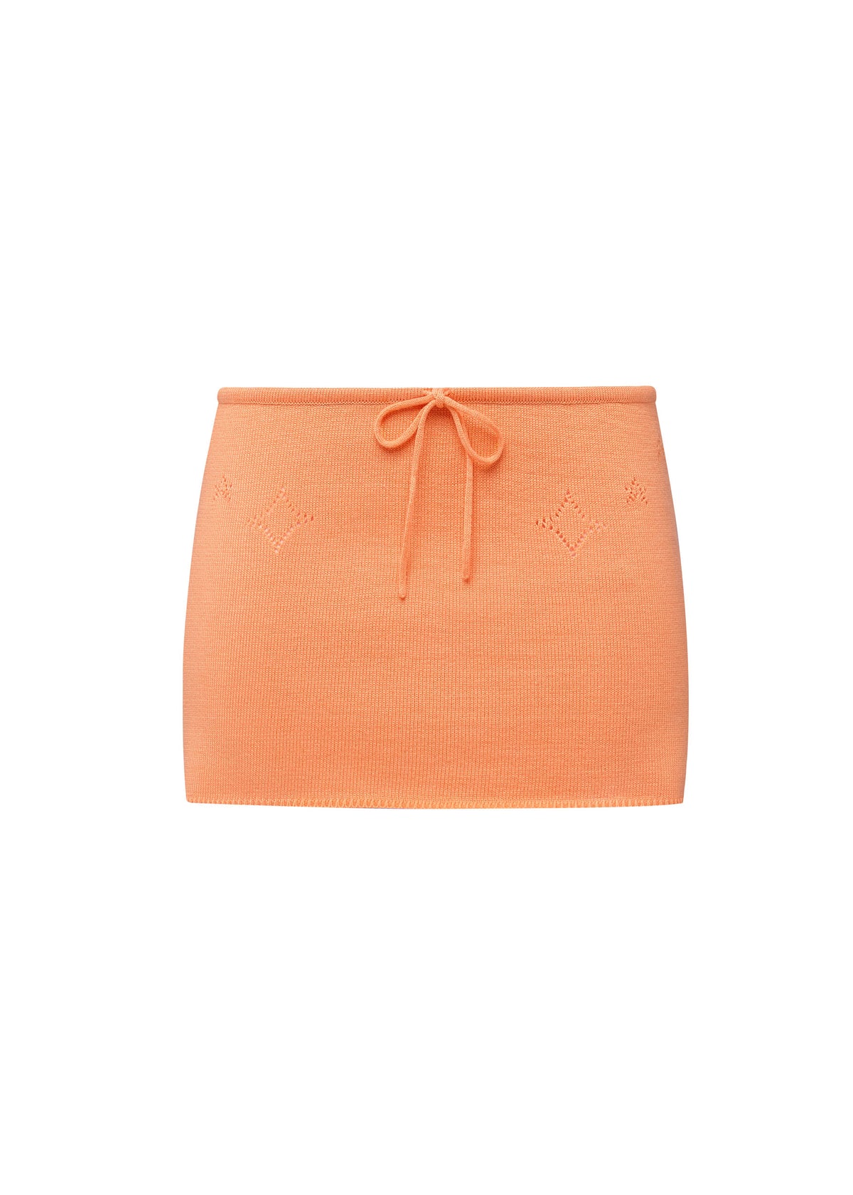 Knit Mini Skirt with Emoji Cut-Outs - Kaki