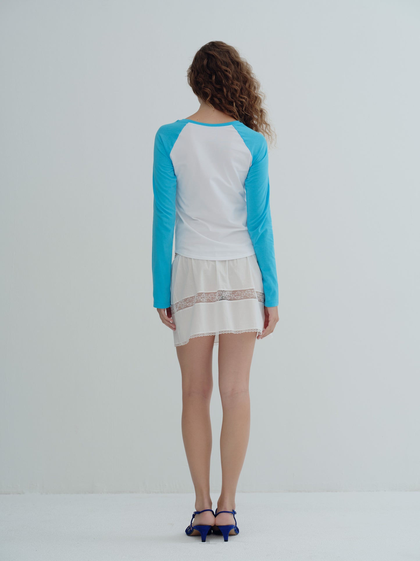 basic raglan long-sleeve tee - Blue / White