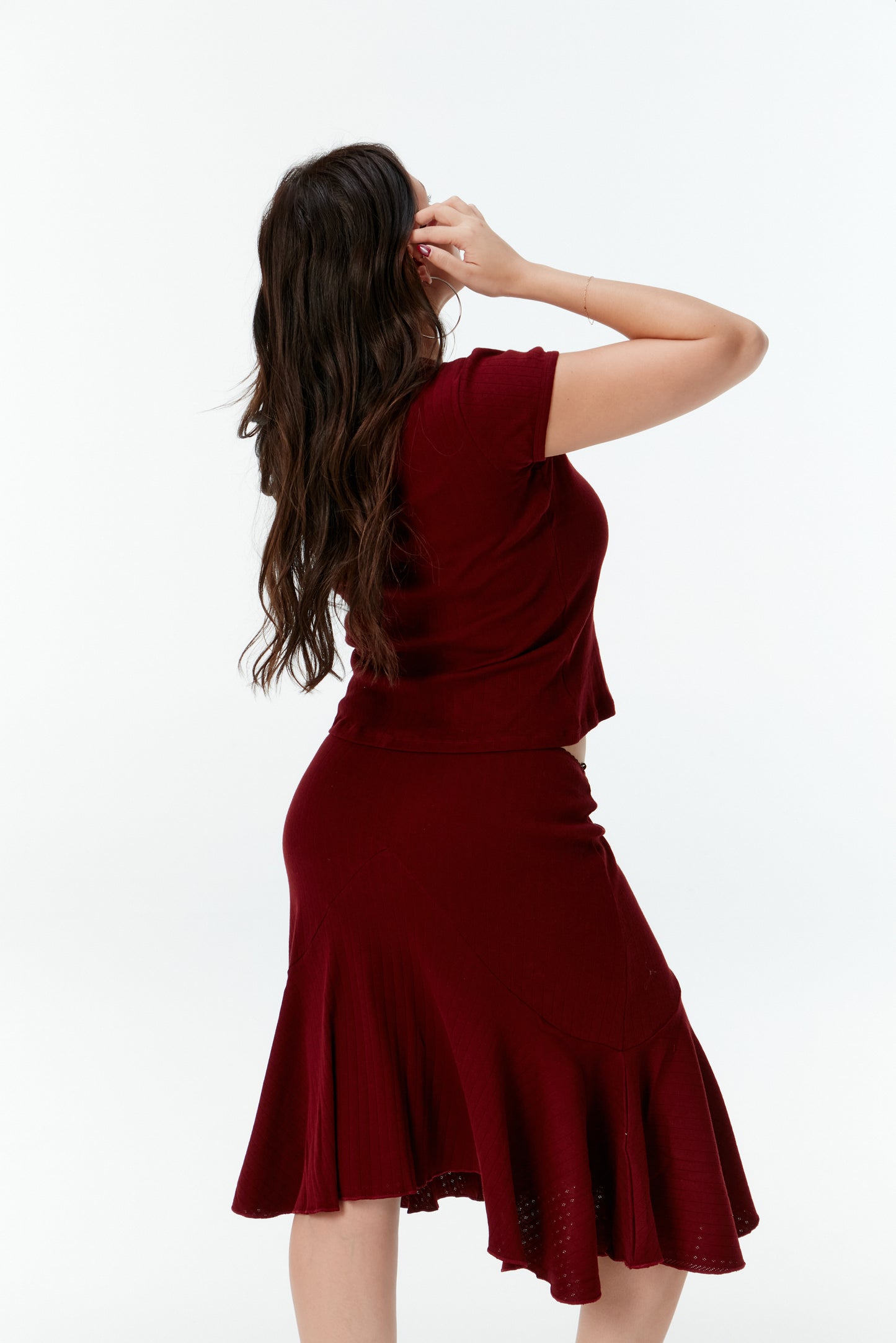 Pointelle Love midi skirt - Dark red cherry