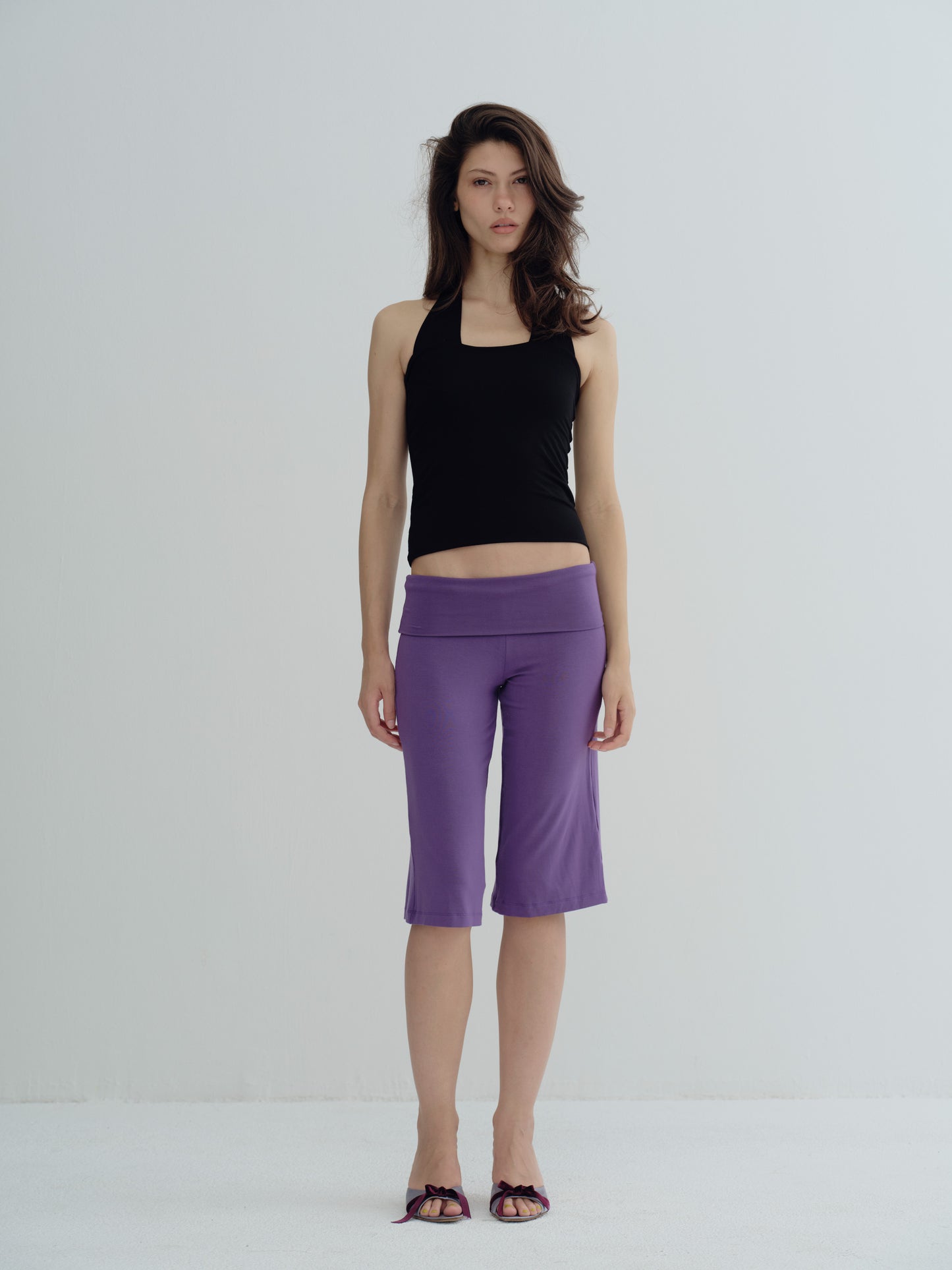 JERSEY FOLDOVER CAPRI PANTS - Mangosteen