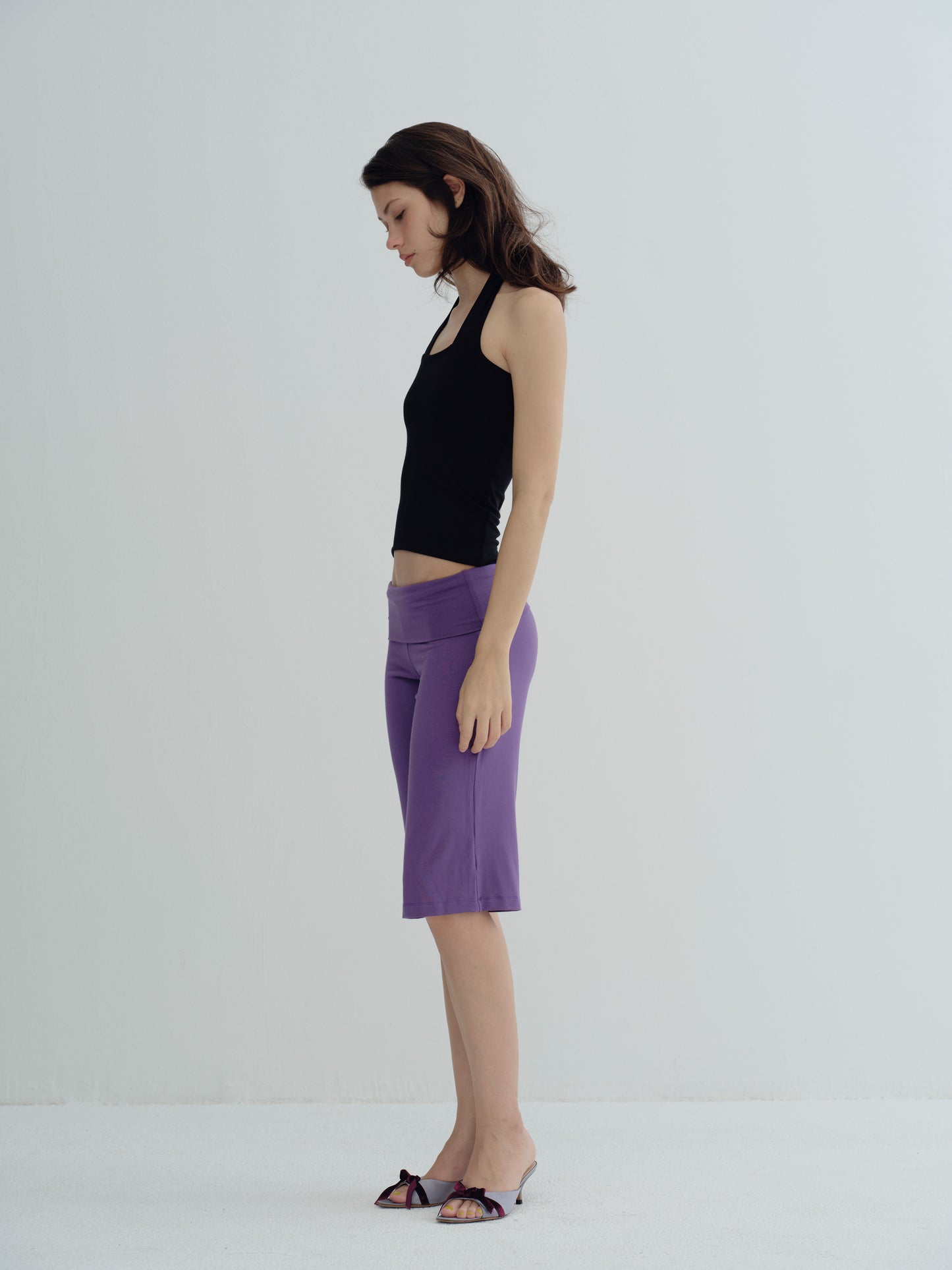 JERSEY FOLDOVER CAPRI PANTS - Mangosteen