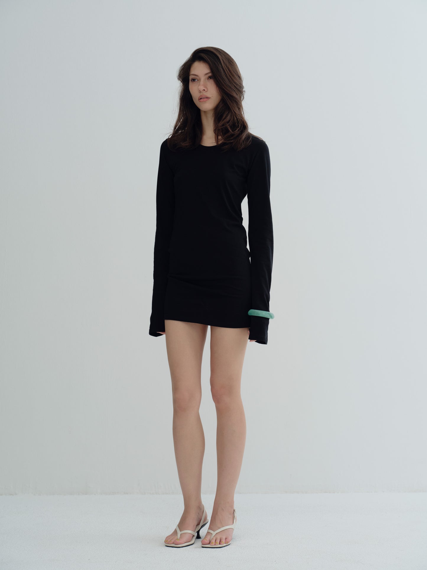 LONG SLEEVE MINI DRESS - Black