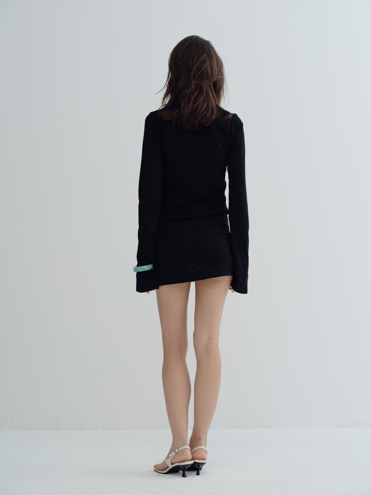 LONG SLEEVE MINI DRESS - Black