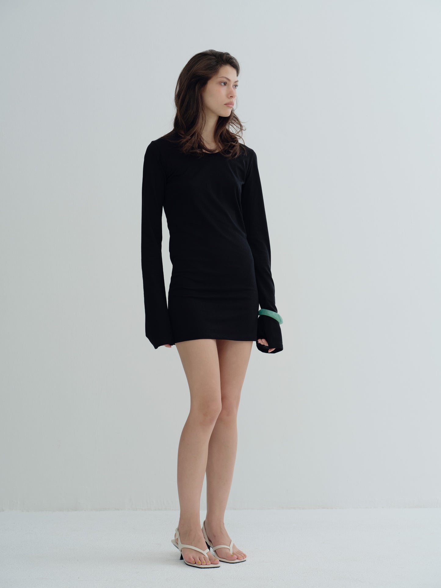 LONG SLEEVE MINI DRESS - Black