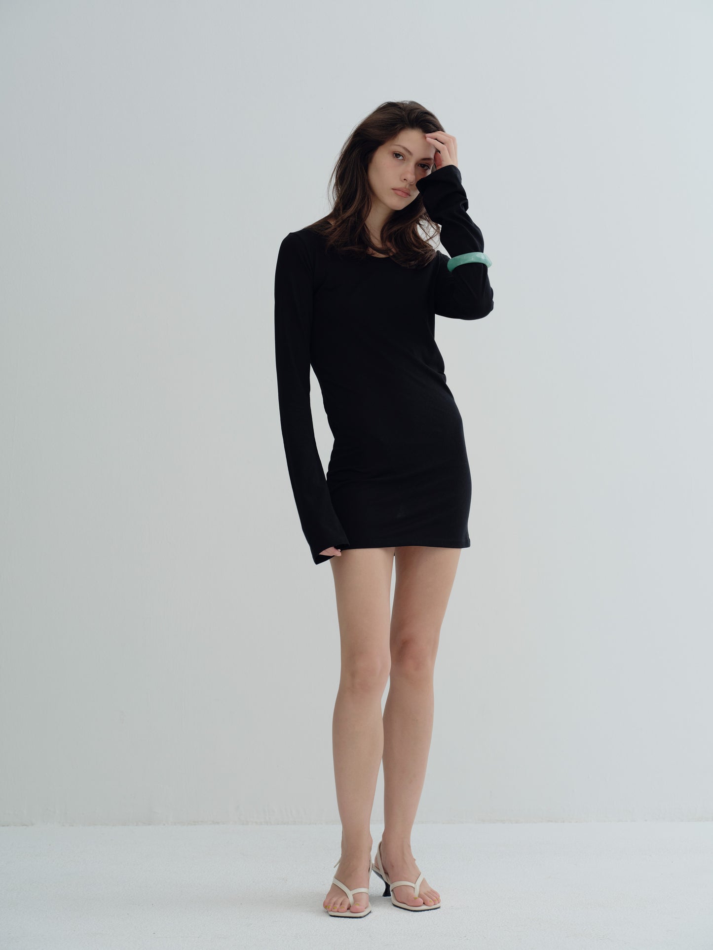 LONG SLEEVE MINI DRESS - Black